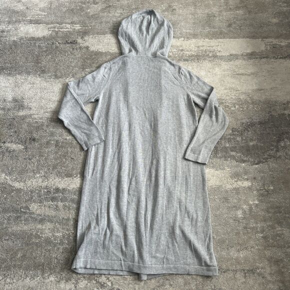 Eileen Fisher Cardigan Sweater Womens Medium Open Hooded Organic Cotton Longline - Picture 7 of 7